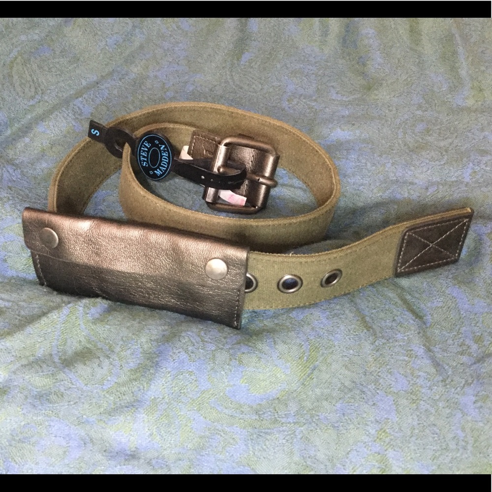 Vintage Steve Madden Army Olive Green Pouch Belt